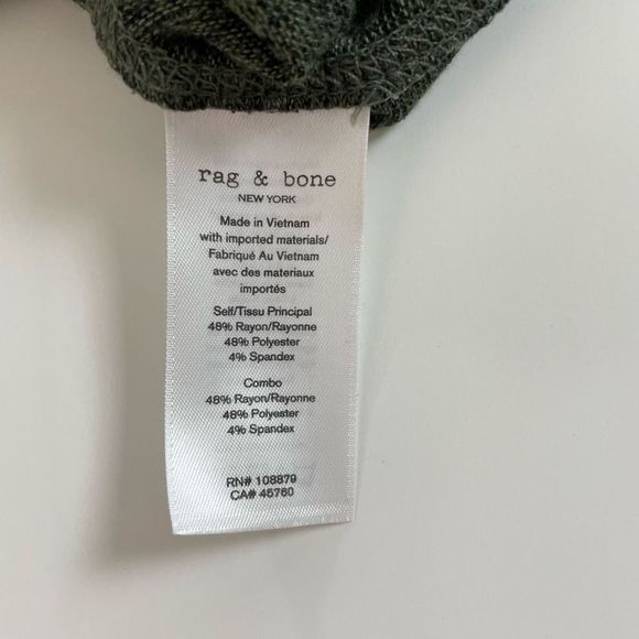 Rag & Bone/JEAN Amelie Long Sleeve Top Relaxed Fit Heathered Olive XXS NWT - Picture 6 of 7